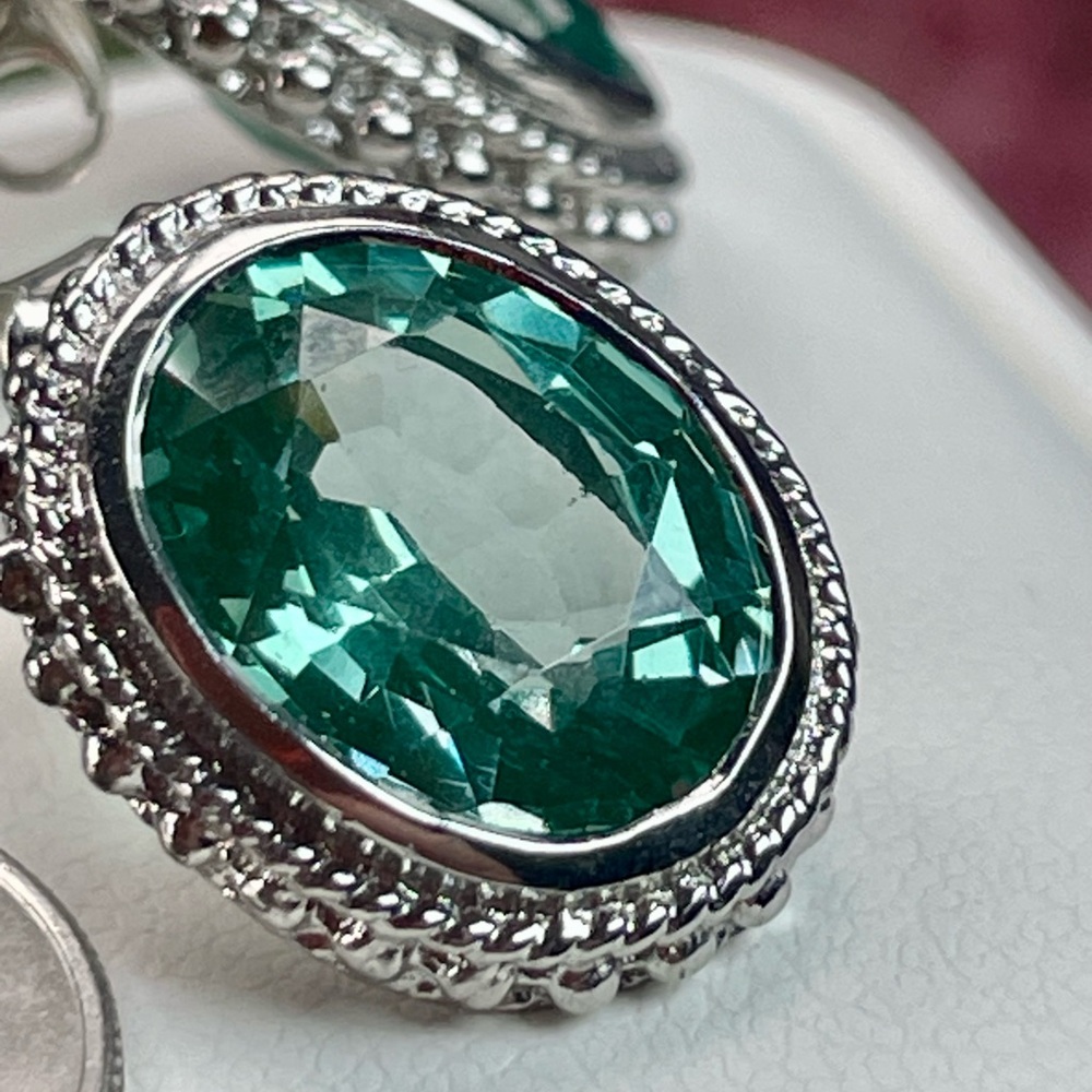 Clearance ‼️10ct Tourmaline Silver 925 Earrings Teal - Picture 7 of 12
